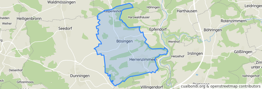 Mapa de ubicacion de Bösingen.