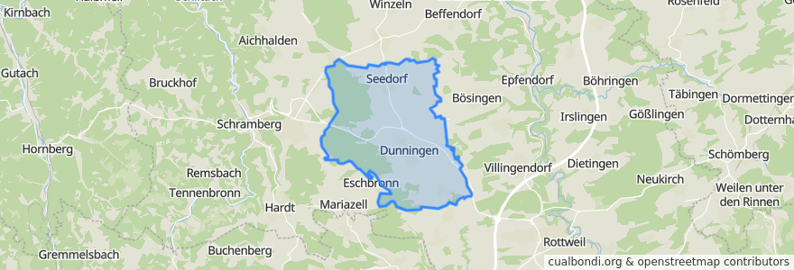 Mapa de ubicacion de Dunningen.