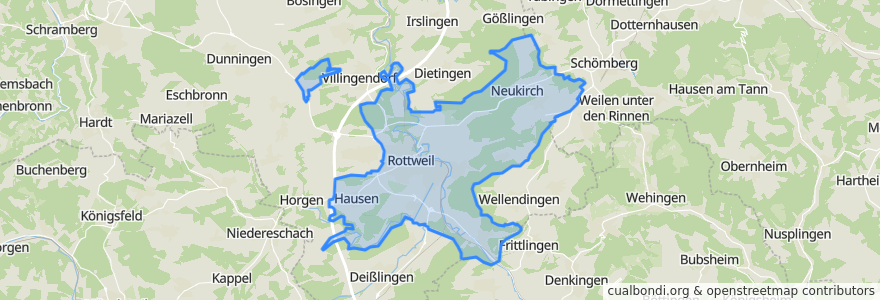 Mapa de ubicacion de Rottweil.