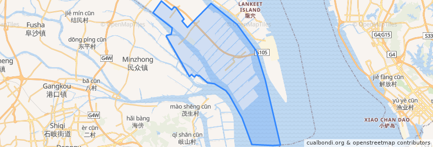 Mapa de ubicacion de 万顷沙镇.