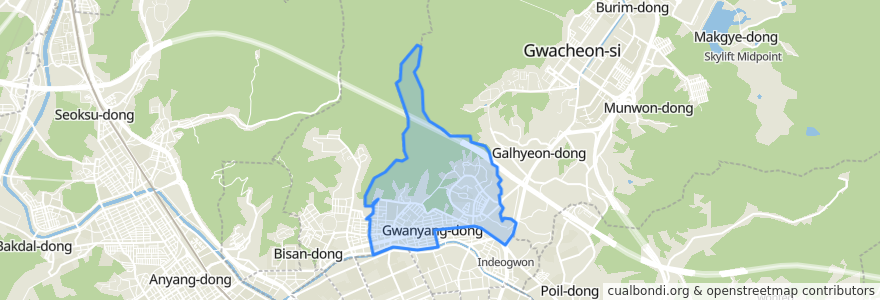 Mapa de ubicacion de Gwanyang 1-dong.