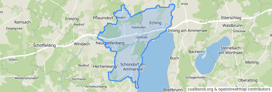 Mapa de ubicacion de Schondorf a.Ammersee (VGem).