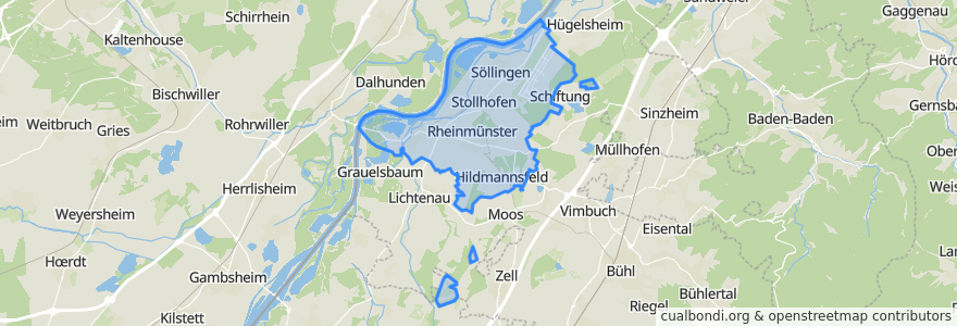 Mapa de ubicacion de Rheinmünster.