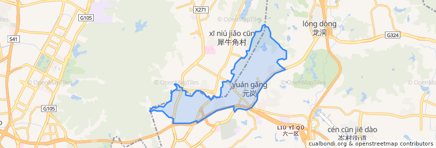 Mapa de ubicacion de 元岗街道.