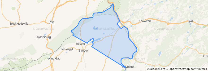 Mapa de ubicacion de Upper Mount Bethel Township.