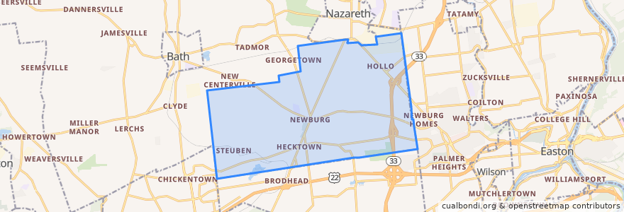Mapa de ubicacion de Lower Nazareth Township.