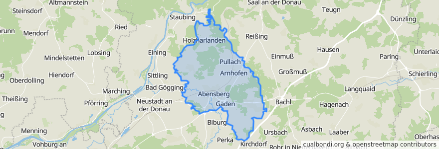 Mapa de ubicacion de Abensberg.