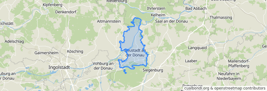 Mapa de ubicacion de Neustadt an der Donau.