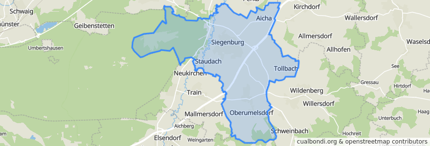 Mapa de ubicacion de Siegenburg.