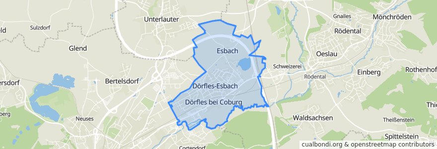 Mapa de ubicacion de Dörfles-Esbach.