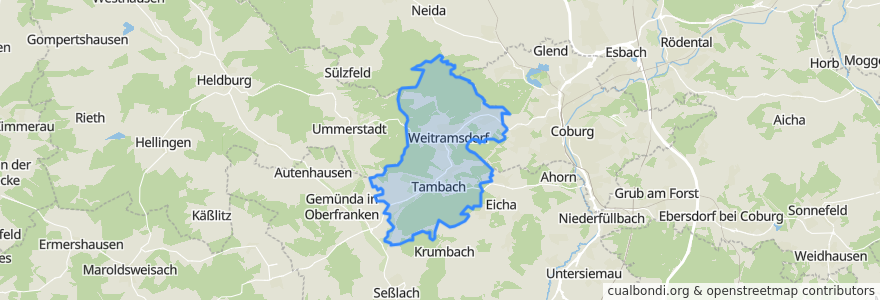 Mapa de ubicacion de Weitramsdorf.