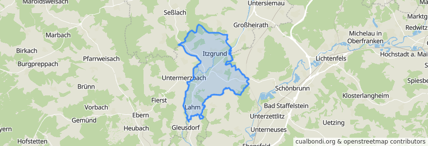 Mapa de ubicacion de Itzgrund.