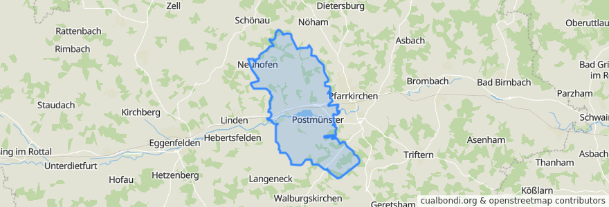 Mapa de ubicacion de Postmünster.