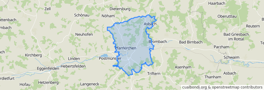 Mapa de ubicacion de Pfarrkirchen.