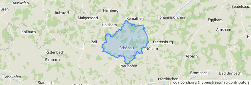 Mapa de ubicacion de Schönau.