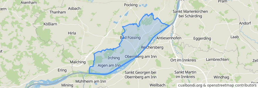 Mapa de ubicacion de Bad Füssing.