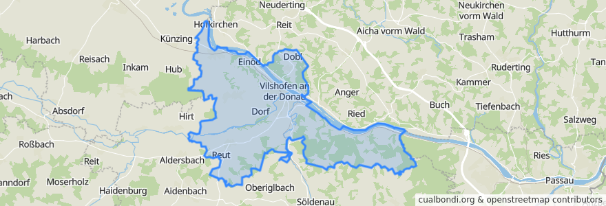 Mapa de ubicacion de Vilshofen an der Donau.