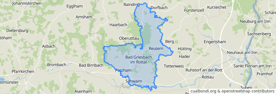 Mapa de ubicacion de Bad Griesbach i.Rottal.