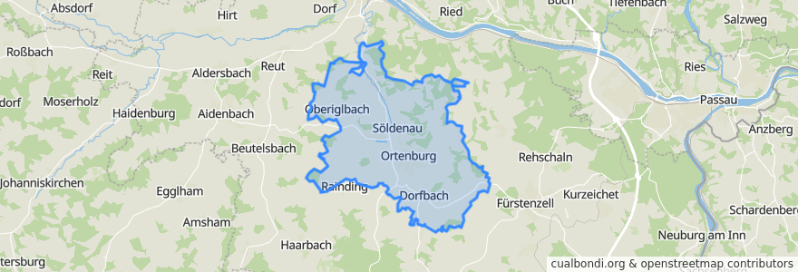 Mapa de ubicacion de Ortenburg.