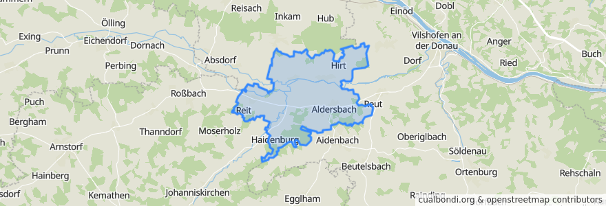 Mapa de ubicacion de Aldersbach.