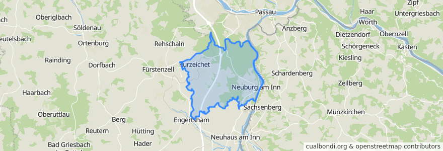 Mapa de ubicacion de Neuburg am Inn.