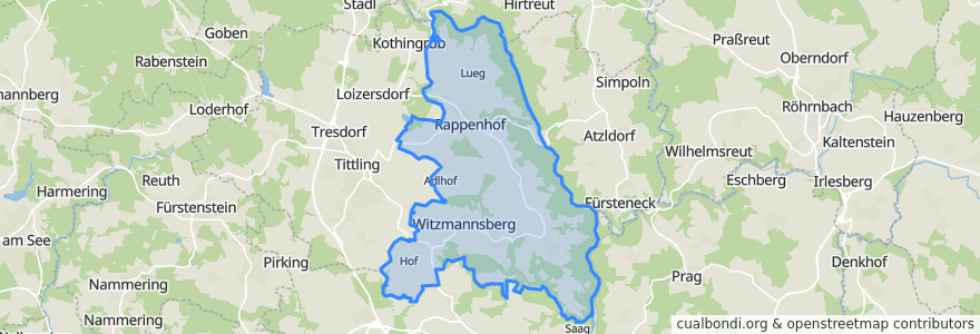 Mapa de ubicacion de Witzmannsberg.