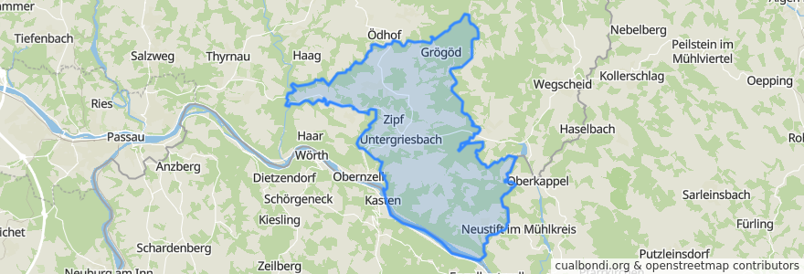 Mapa de ubicacion de Untergriesbach.