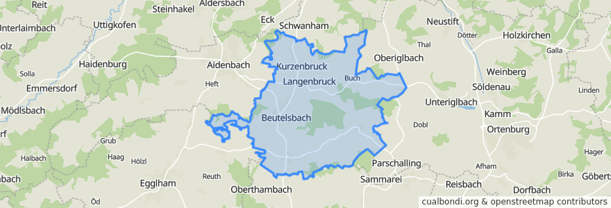 Mapa de ubicacion de Beutelsbach.