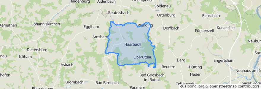 Mapa de ubicacion de Haarbach.