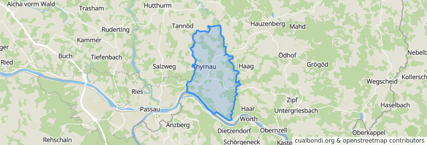 Mapa de ubicacion de Thyrnau.