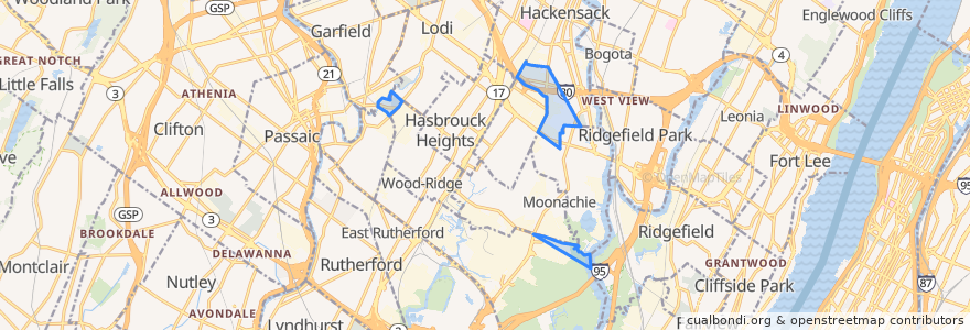 Mapa de ubicacion de South Hackensack.