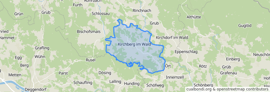 Mapa de ubicacion de Kirchberg i.Wald.