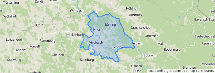 Mapa de ubicacion de Viechtach.