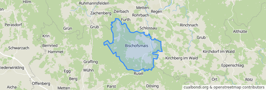 Mapa de ubicacion de Bischofsmais.