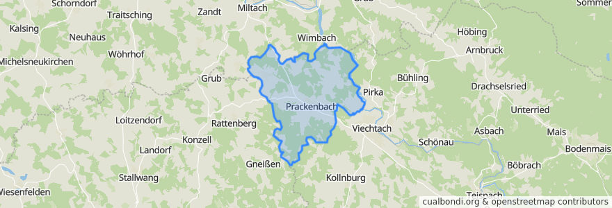 Mapa de ubicacion de Prackenbach.