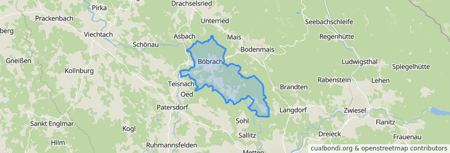 Mapa de ubicacion de Böbrach.