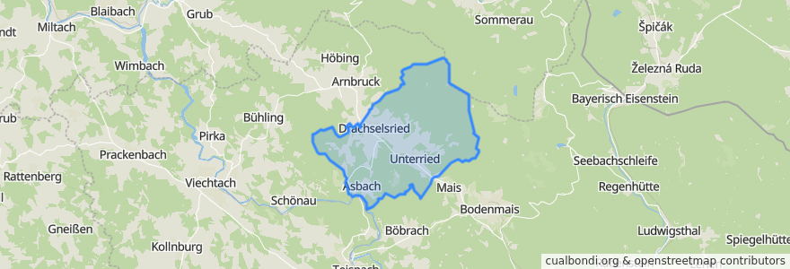 Mapa de ubicacion de Drachselsried.