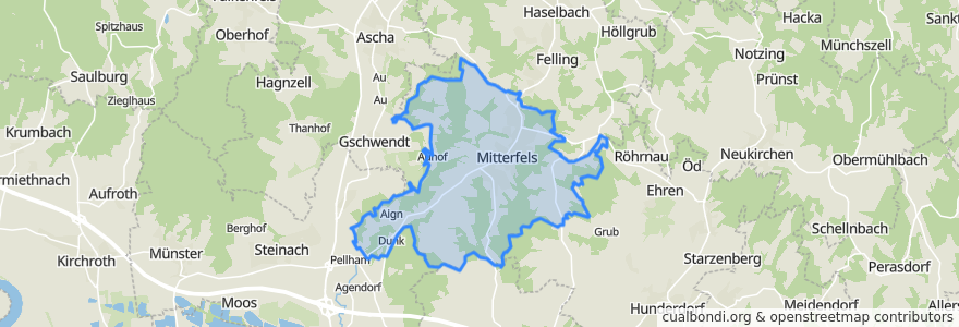 Mapa de ubicacion de Mitterfels.