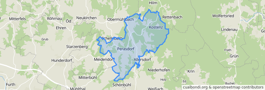 Mapa de ubicacion de Perasdorf.