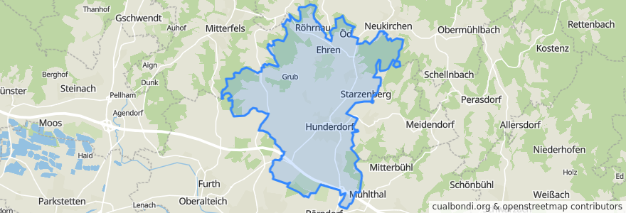 Mapa de ubicacion de Hunderdorf.