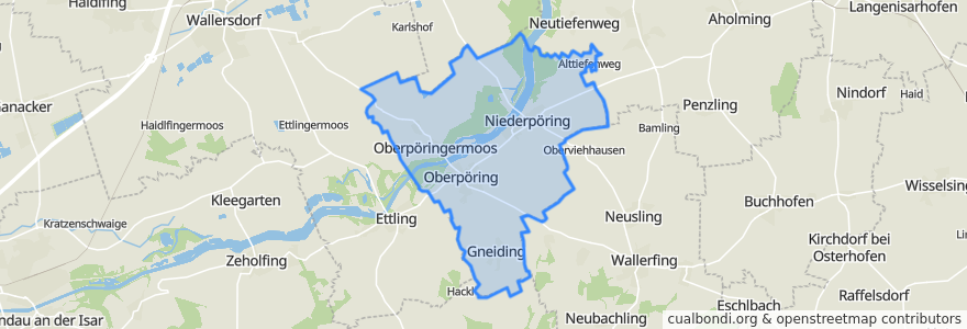 Mapa de ubicacion de Oberpöring.