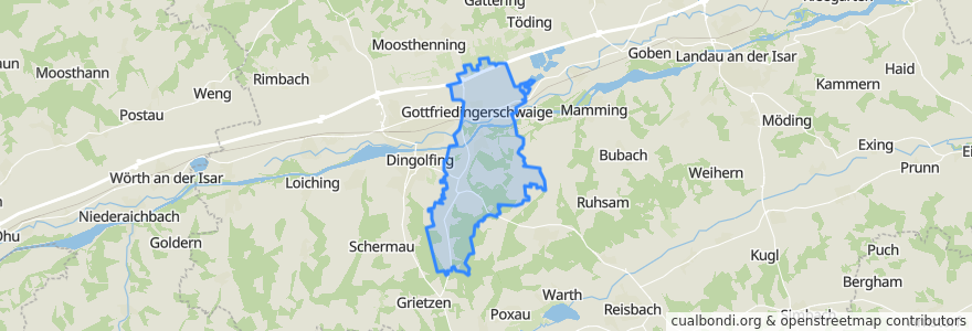 Mapa de ubicacion de Gottfrieding.