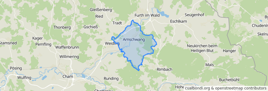 Mapa de ubicacion de Arnschwang.