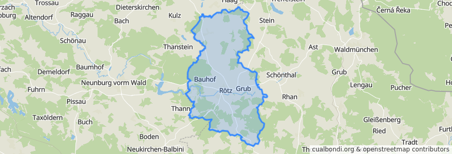 Mapa de ubicacion de Rötz.