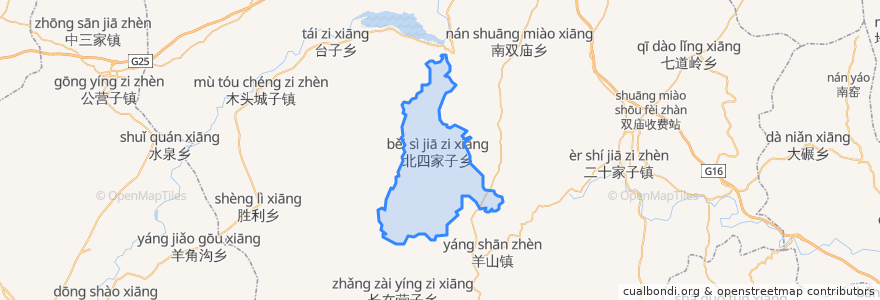 Mapa de ubicacion de 北四家子乡.