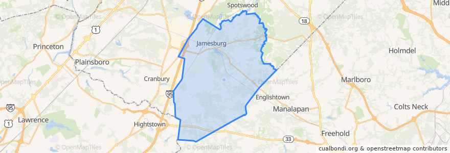 Mapa de ubicacion de Monroe Township.