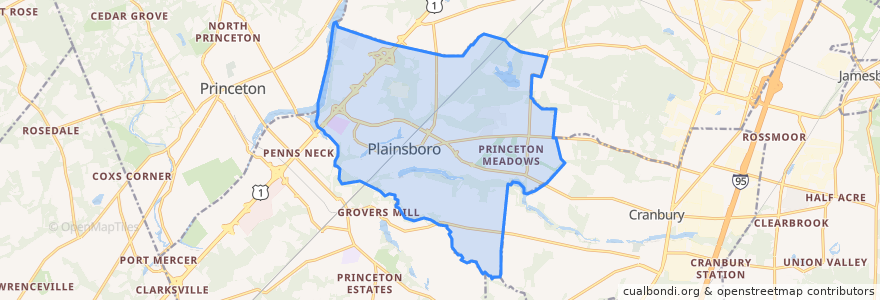 Mapa de ubicacion de Plainsboro Township.