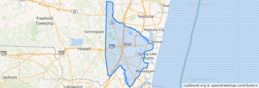 Mapa de ubicacion de Wall Township.