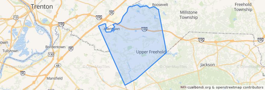 Mapa de ubicacion de Upper Freehold Township.