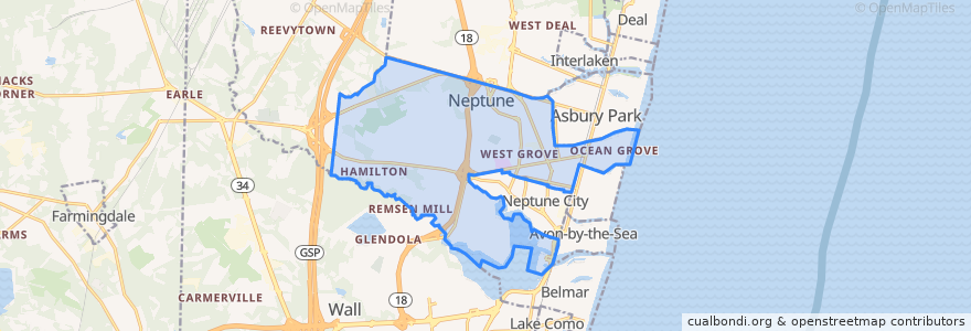 Mapa de ubicacion de Neptune Township.